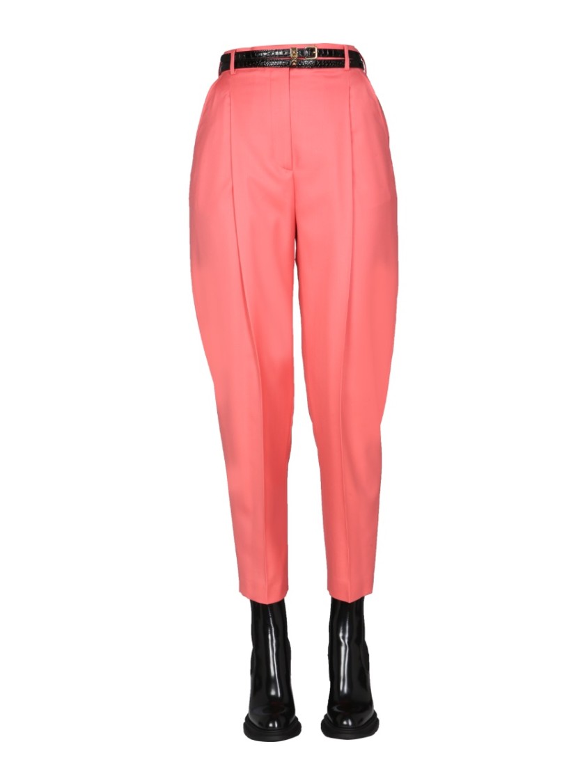 Alexander McQueen High-Waisted Peg Leg Pants Maroon