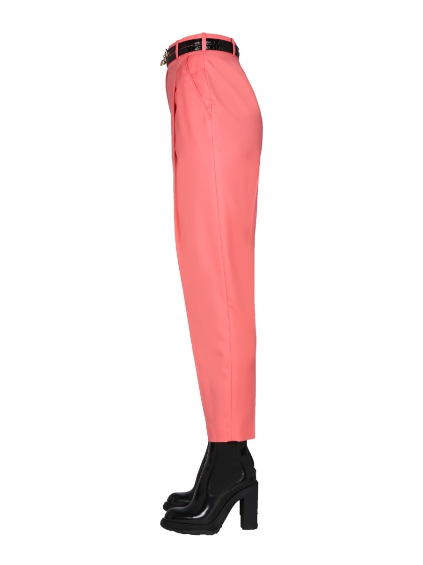 Alexander McQueen High-Waisted Peg Leg Pants Maroon