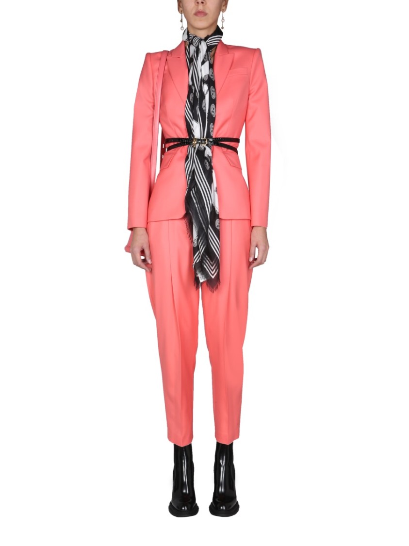 Alexander McQueen High-Waisted Peg Leg Pants Maroon
