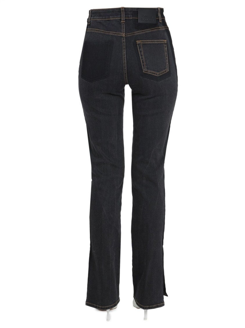 Alexander McQueen High-Waisted Wide-Leg Jeans With Contrast Stitching Zwart