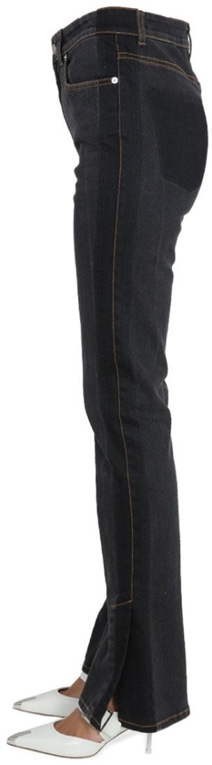Alexander McQueen High-Waisted Wide-Leg Jeans With Contrast Stitching Zwart