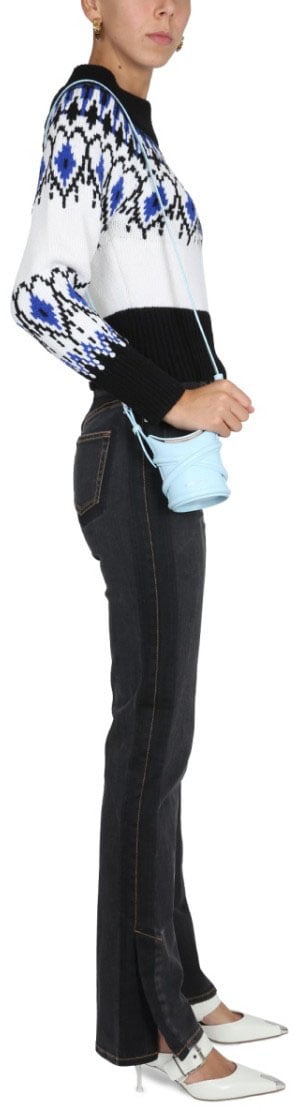 Alexander McQueen High-Waisted Wide-Leg Jeans With Contrast Stitching Zwart