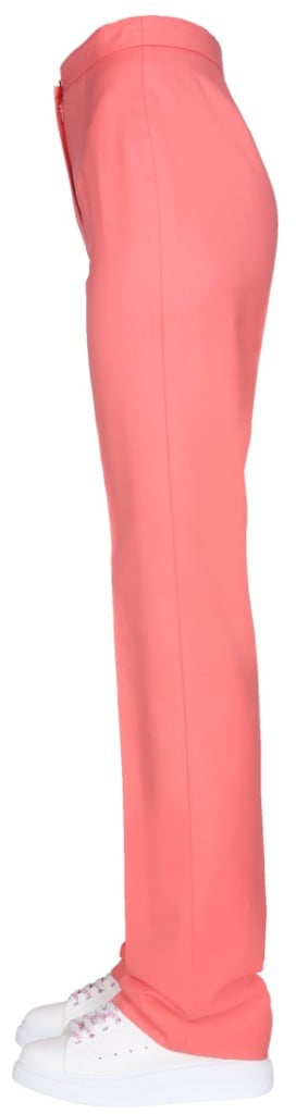 Alexander McQueen Tailored Pink Straight Leg Trousers Maroon
