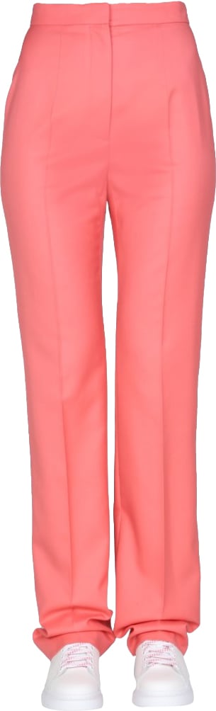 Alexander McQueen Tailored Pink Straight Leg Trousers Maroon