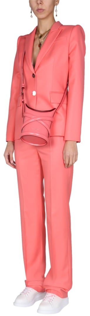 Alexander McQueen Tailored Pink Straight Leg Trousers Maroon