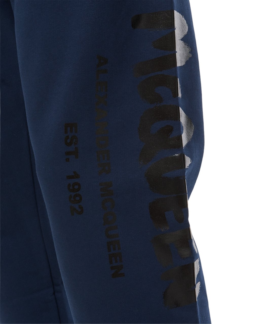 Alexander McQueen Deep Blue Cotton Jogging Pants with Drawstring Waistband Blauw