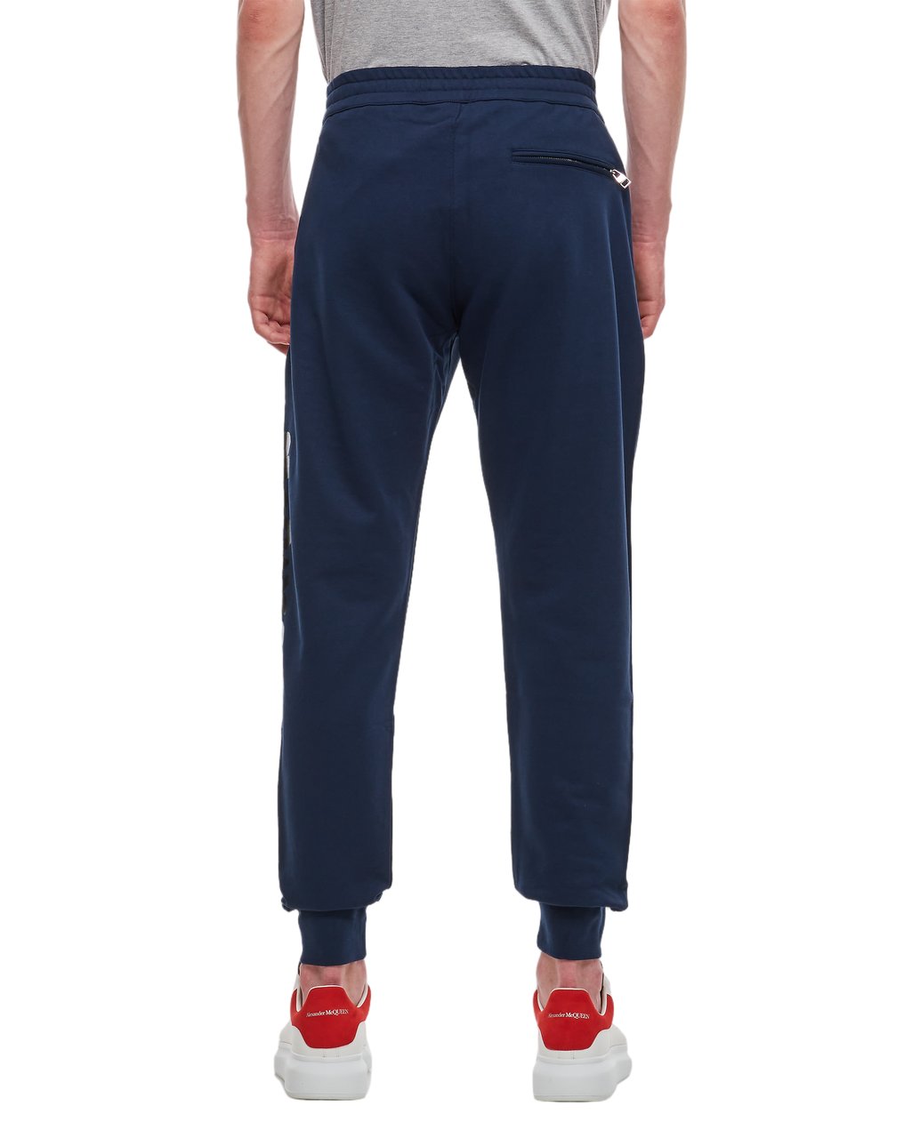 Alexander McQueen Deep Blue Cotton Jogging Pants with Drawstring Waistband Blauw