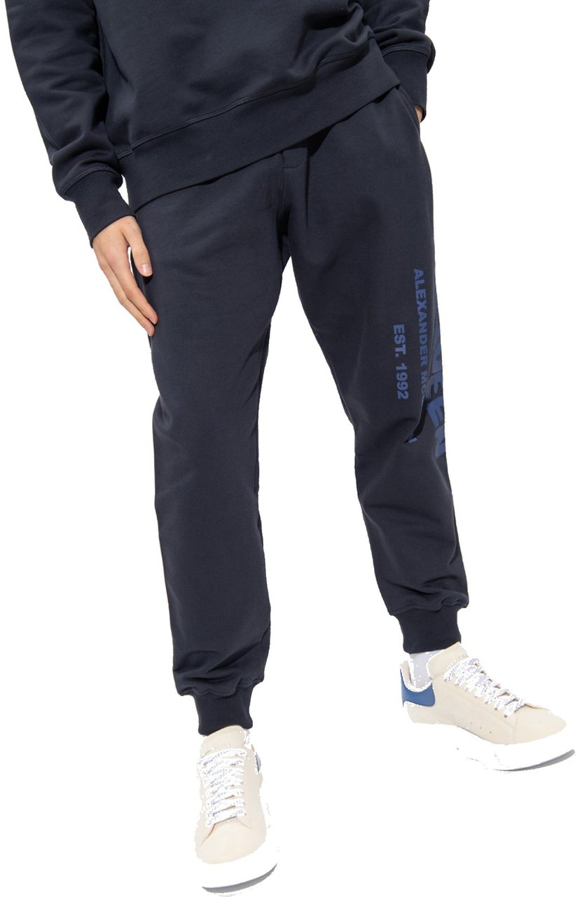 Alexander McQueen Alexander Mcqueen Cotton Logo Sweatpants Blauw