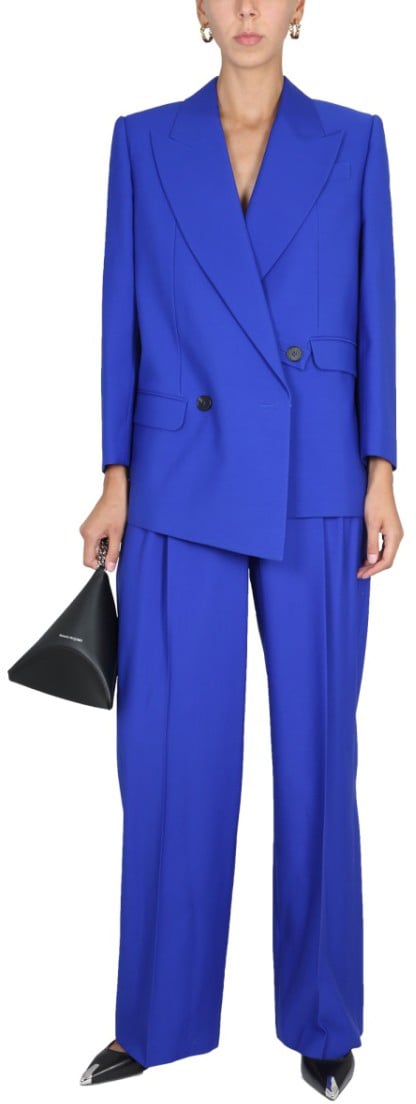 Alexander McQueen Structured Double-Breasted Jacket Blauw