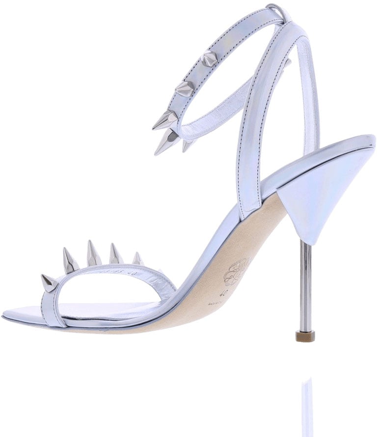 Alexander McQueen Dames Spike Sandal Silver Metallic