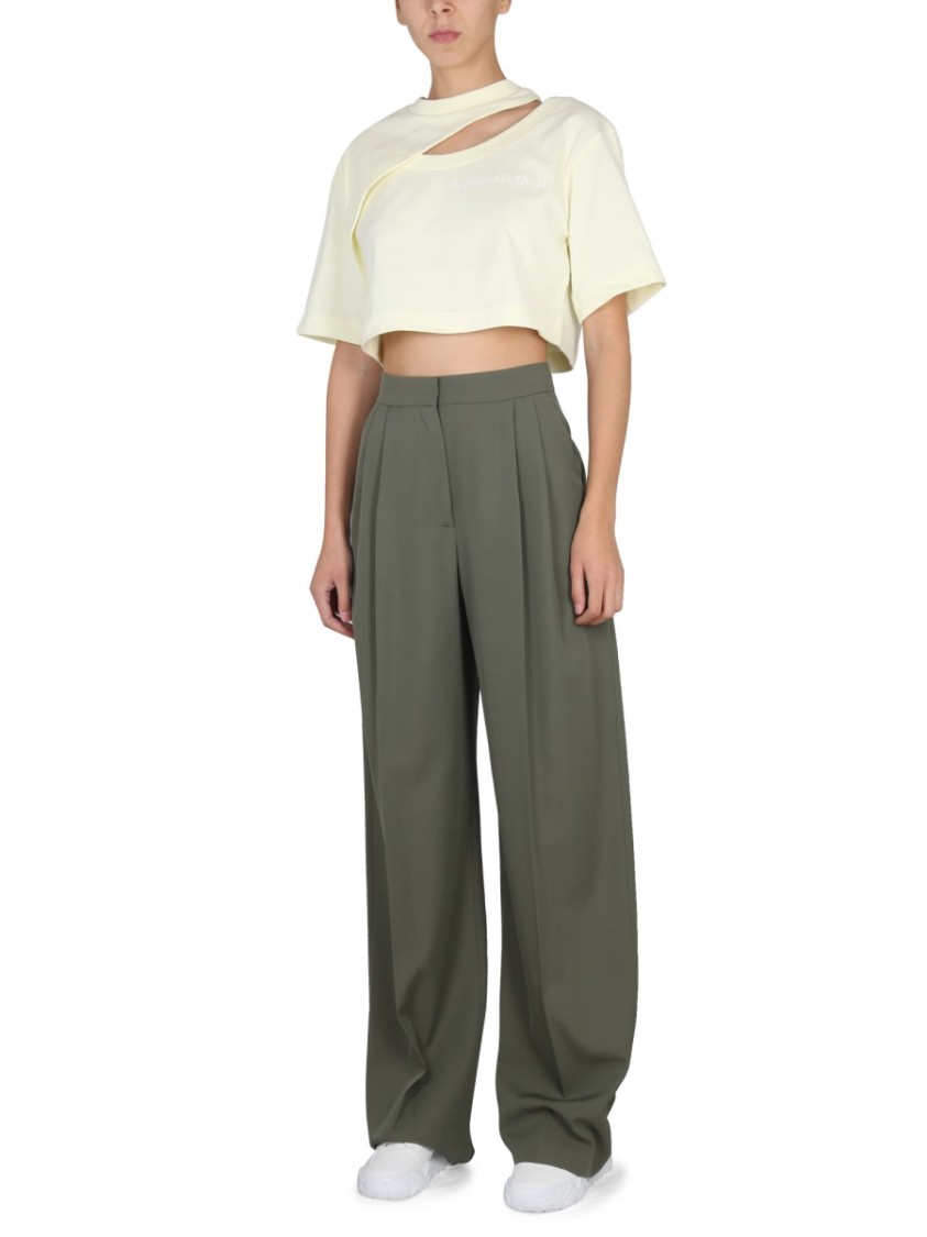 Alexander McQueen Wide Leg Pants Groen
