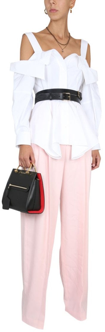 Alexander McQueen Wide-Leg Pants With Concealed Front Closure Neutraal
