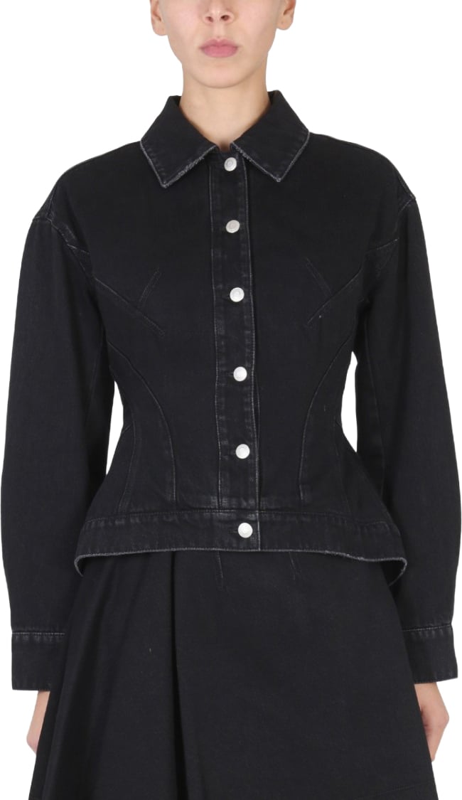 Alexander McQueen Hybrid Denim Jacket Zwart