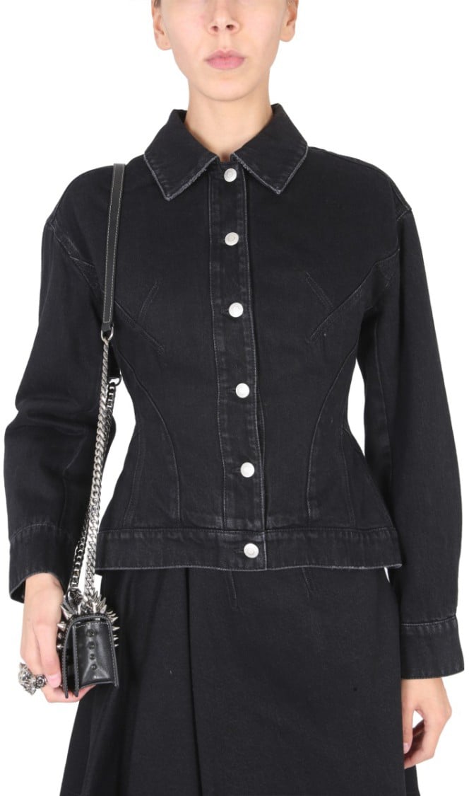 Alexander McQueen Hybrid Denim Jacket Zwart