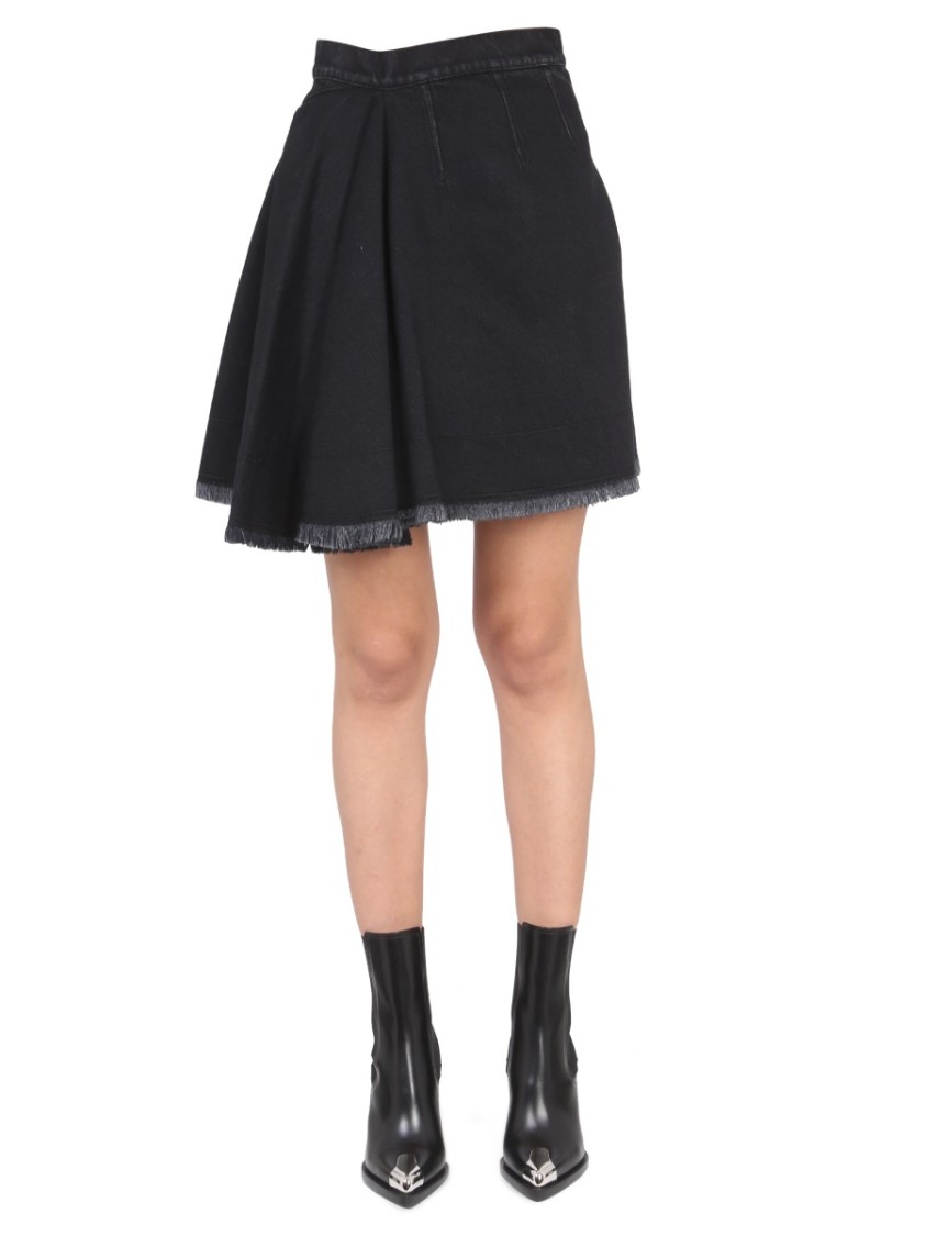 Alexander McQueen Asymmetrical Hem Mini Skirt Zwart