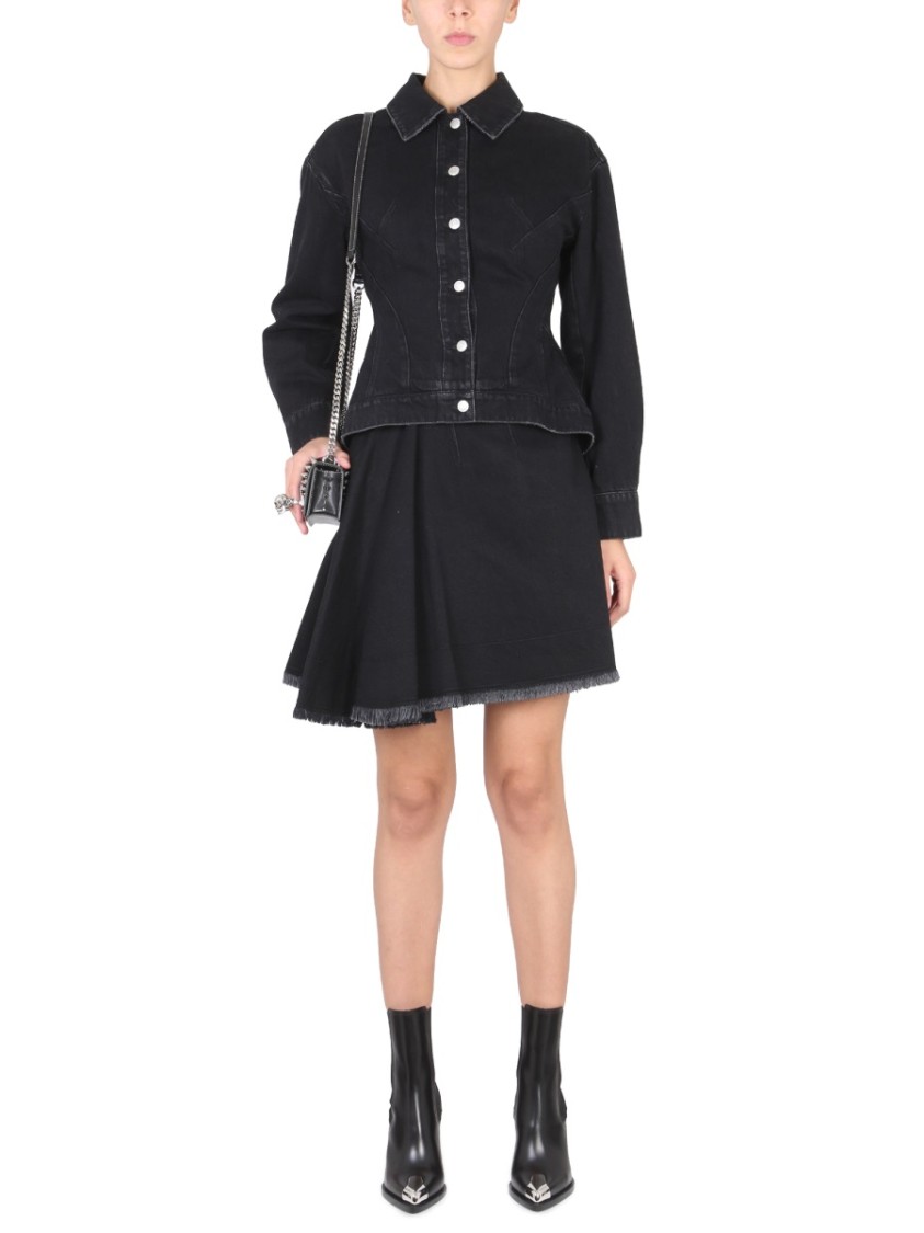 Alexander McQueen Asymmetrical Hem Mini Skirt Zwart