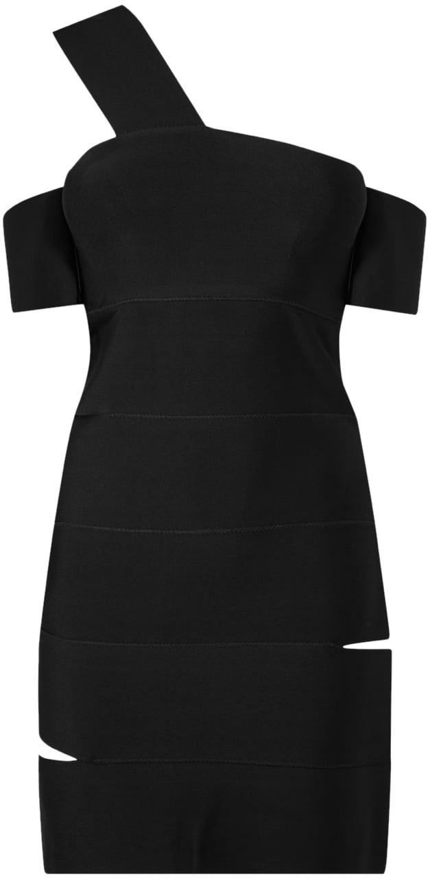 Alexander McQueen Cut-out One-shoulder Mini Dress Zwart