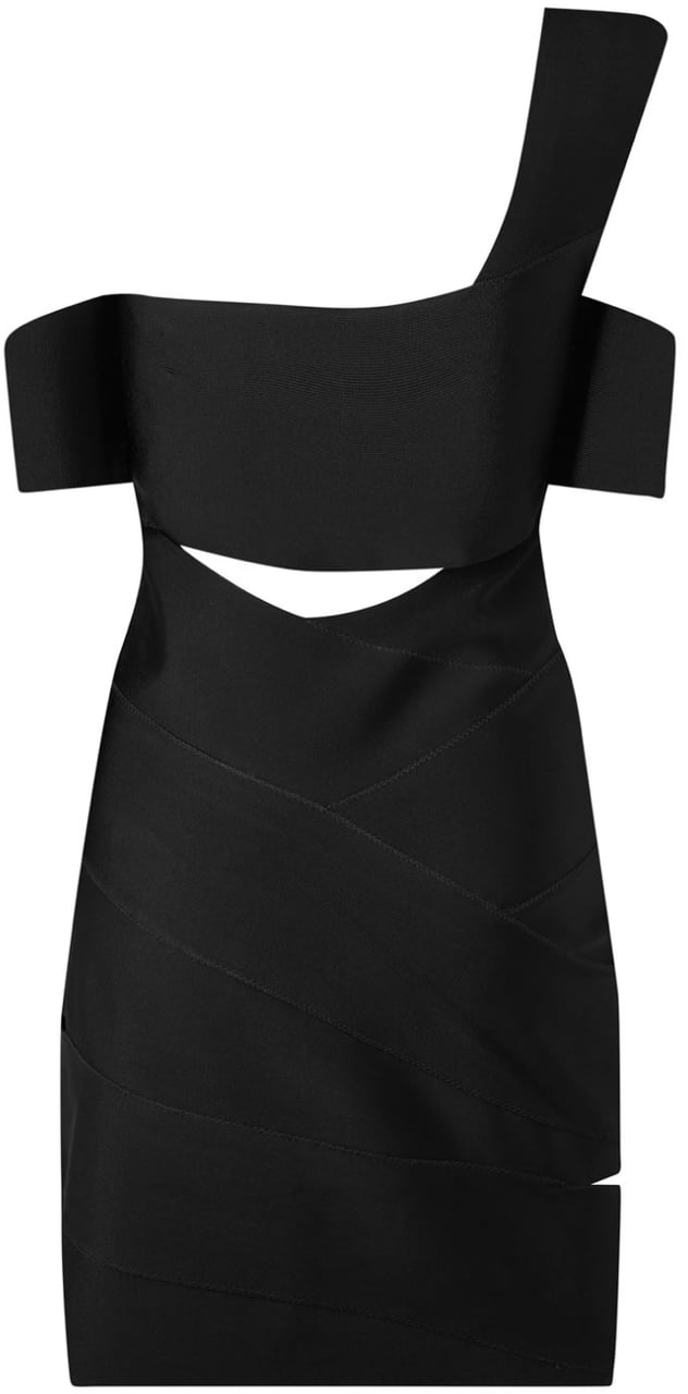 Alexander McQueen Cut-out One-shoulder Mini Dress Zwart