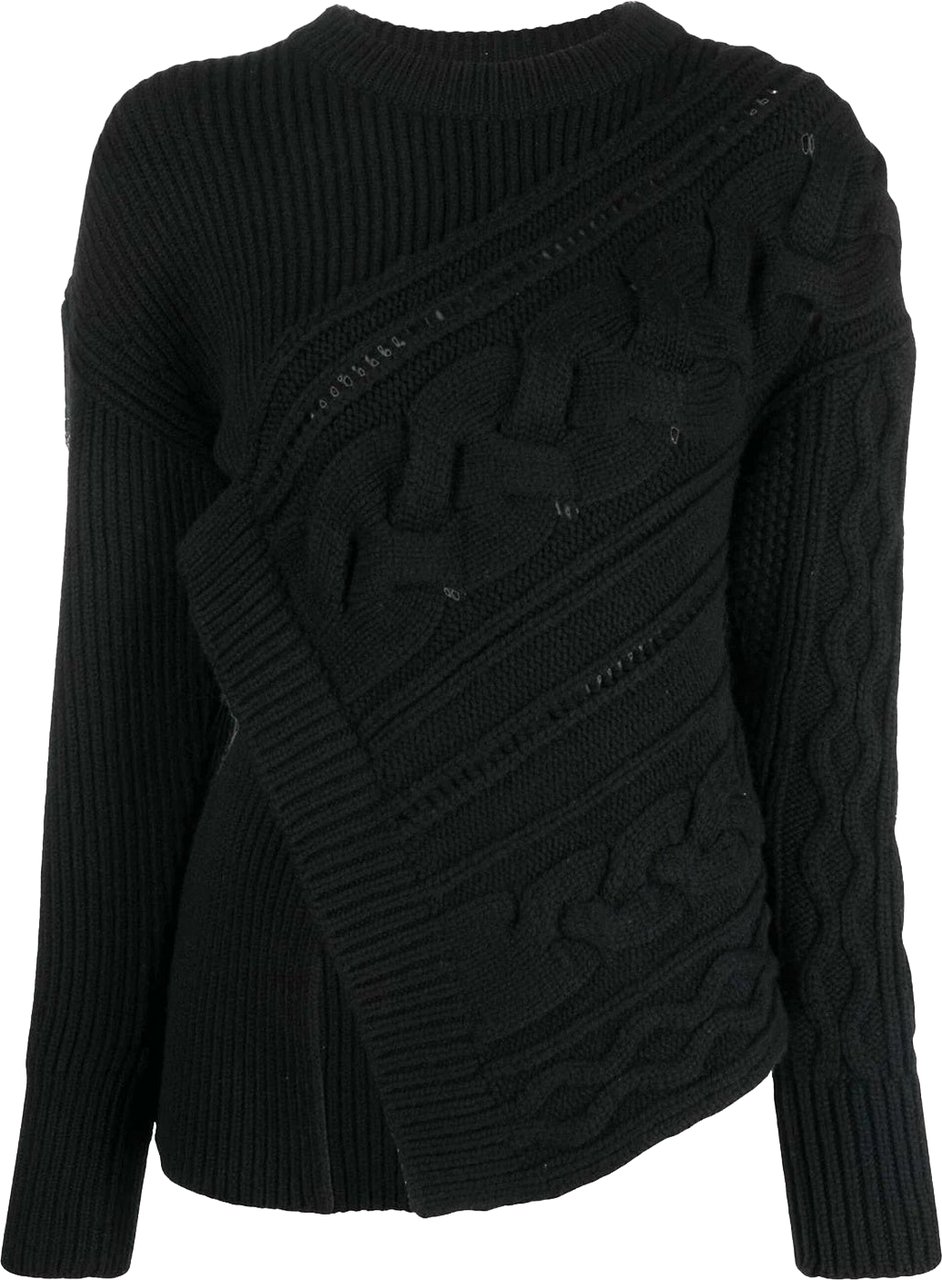 Alexander Mcqueen Asymmetric Wool Jumper Zwart