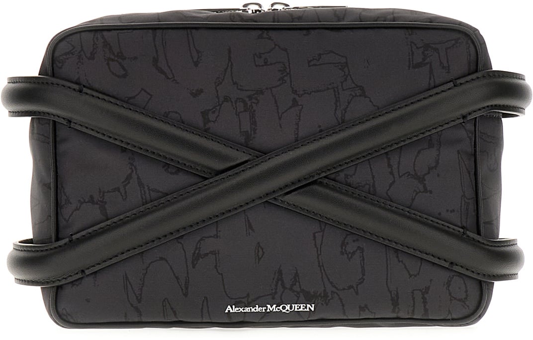 Alexander McQueen Alexander McQueen Black nylon Harness crossbody bag Zwart