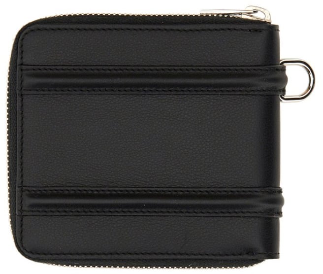 Alexander McQueen Compact Zip-Around Wallet With Adjustable Strap Zwart