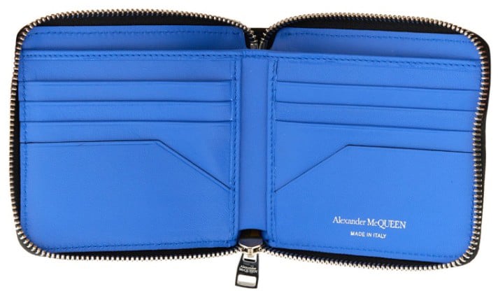 Alexander McQueen Compact Zip-Around Wallet With Adjustable Strap Zwart