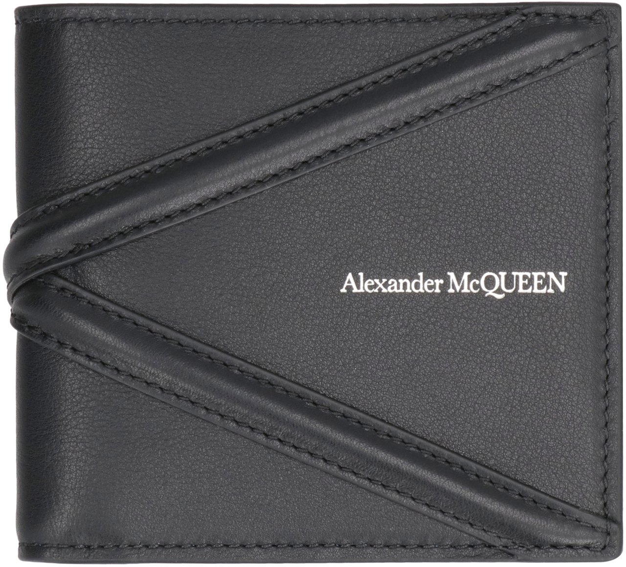 Alexander McQueen Leather flap-over wallet Zwart