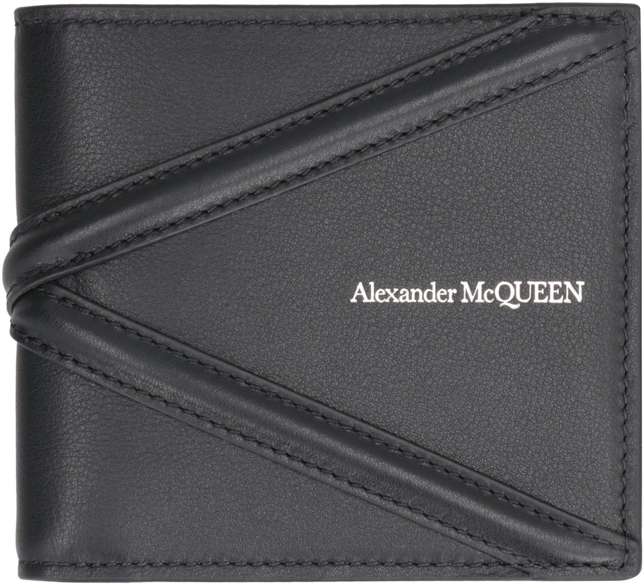 Alexander McQueen Leather flap-over wallet Zwart