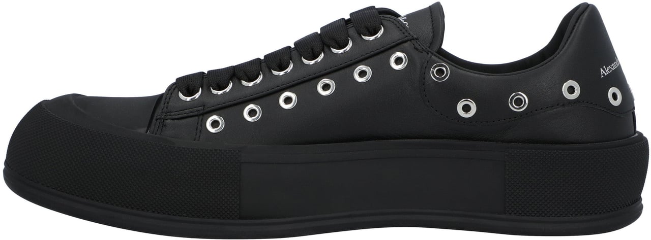 Alexander McQueen Deck Plimsoll In Black/Silver Zwart