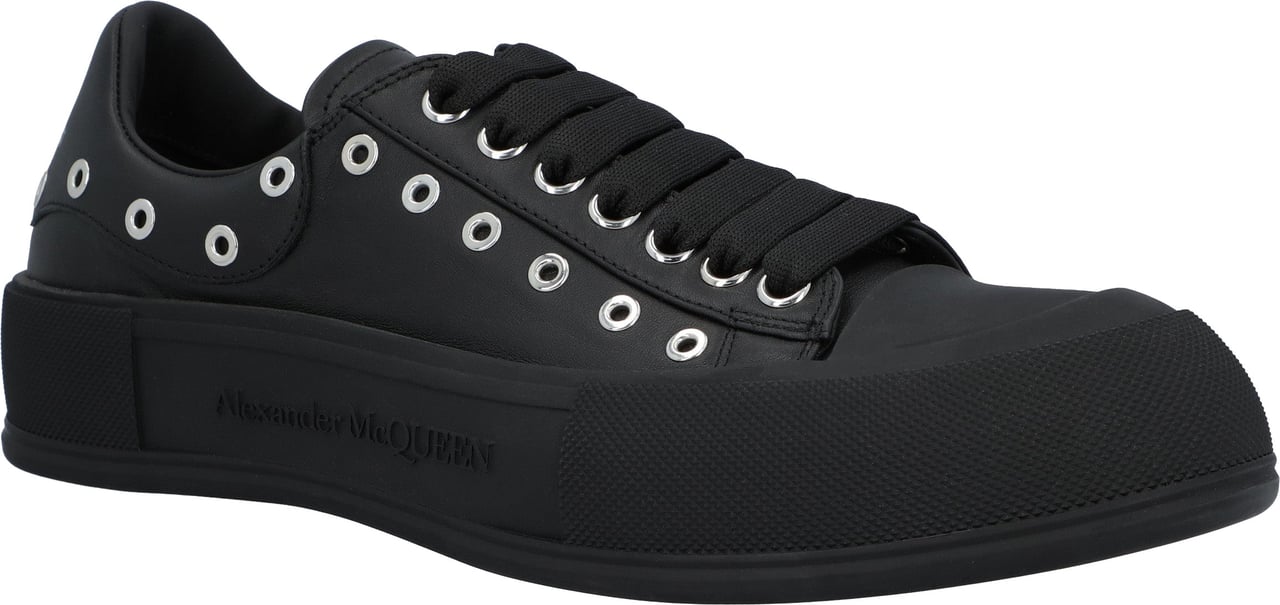 Alexander McQueen Deck Plimsoll In Black/Silver Zwart