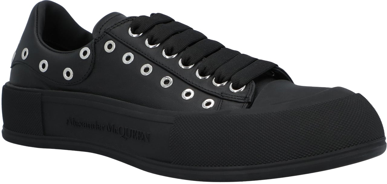 Alexander McQueen Deck Plimsoll In Black/Silver Zwart