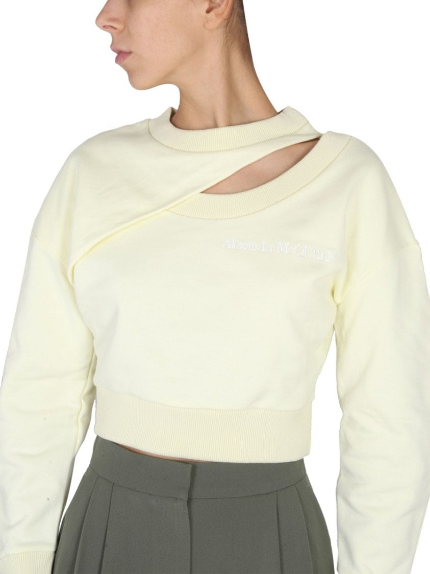 Alexander McQueen Cropped Sweatshirt Neutraal