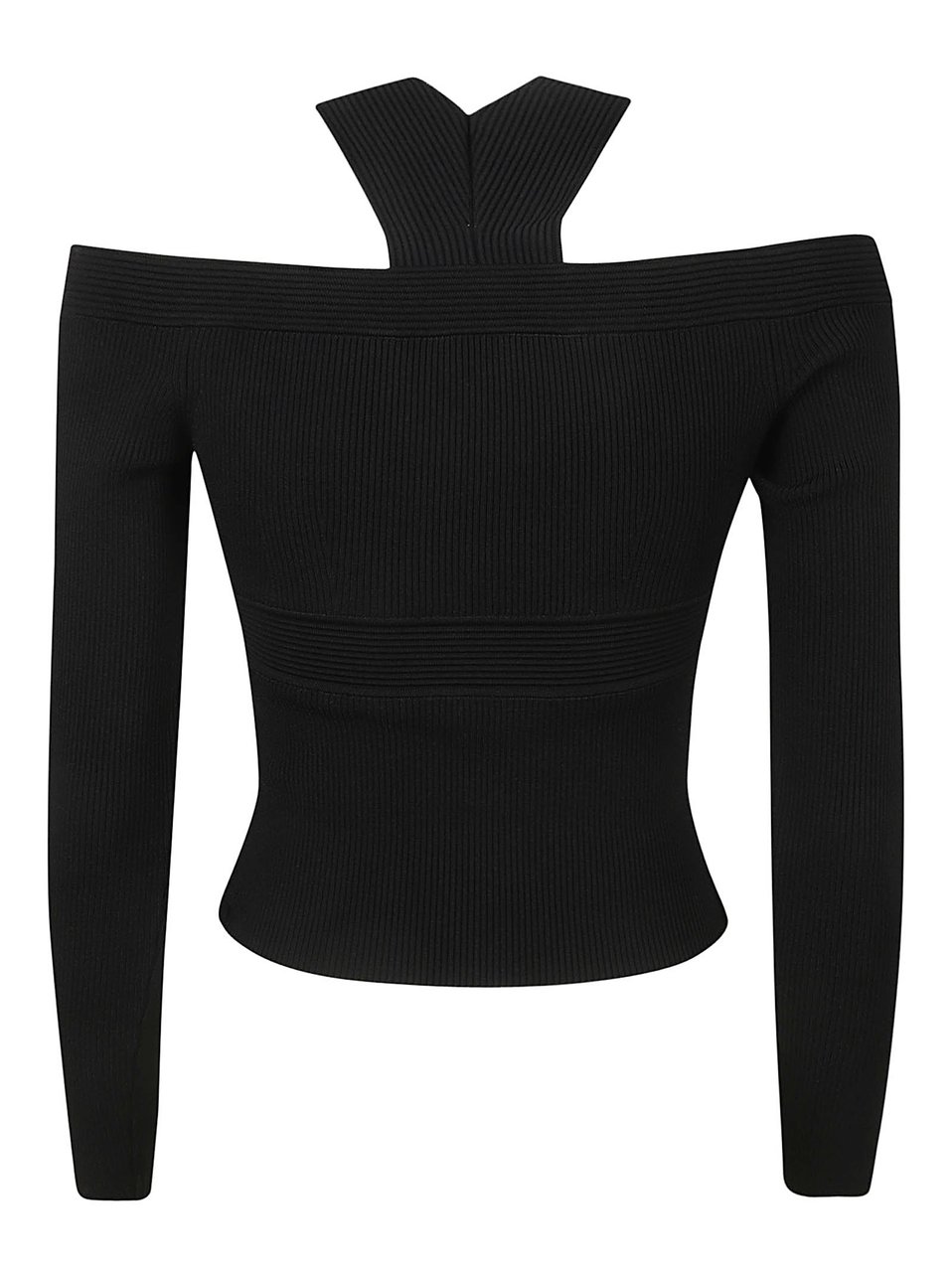 Alexander McQueen Minimalist Cotton Top with Round Neckline Zwart