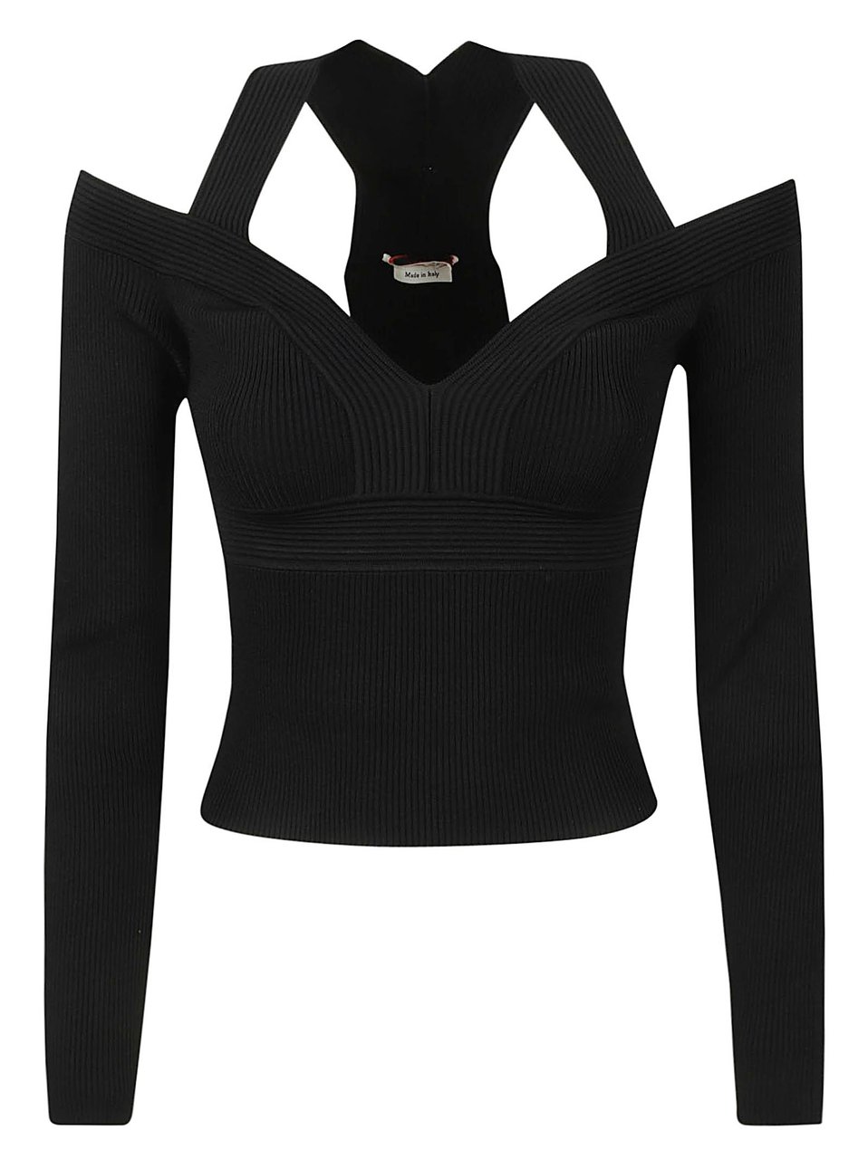 Alexander McQueen Minimalist Cotton Top with Round Neckline Zwart