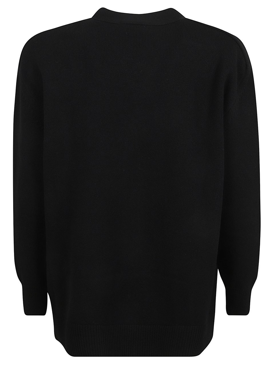 Alexander McQueen Ribbed Neckline Black Wool Sweater Zwart