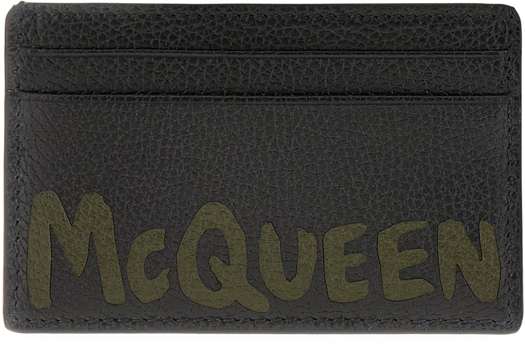 Alexander McQueen Alexander McQueen Black leather card holder Zwart