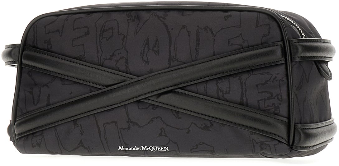 Alexander McQueen Alexander McQueen Black fabric beauty-case Zwart