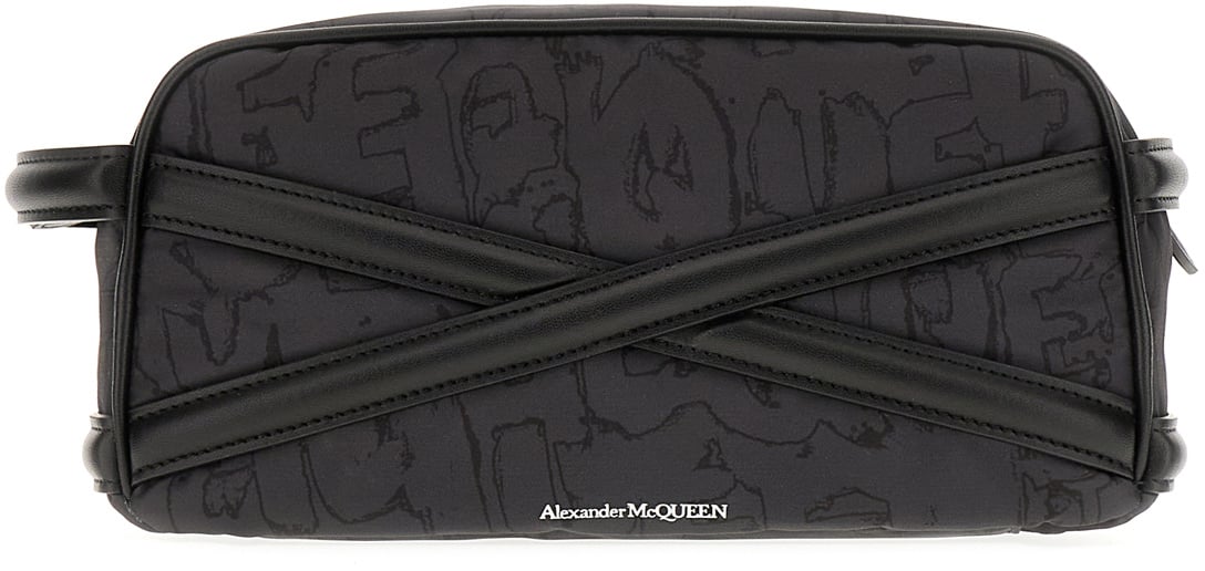 Alexander McQueen Alexander McQueen Black fabric beauty-case Zwart