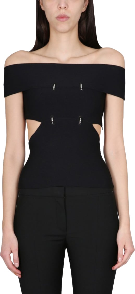 Alexander McQueen Top With Cut-Out Details Zwart