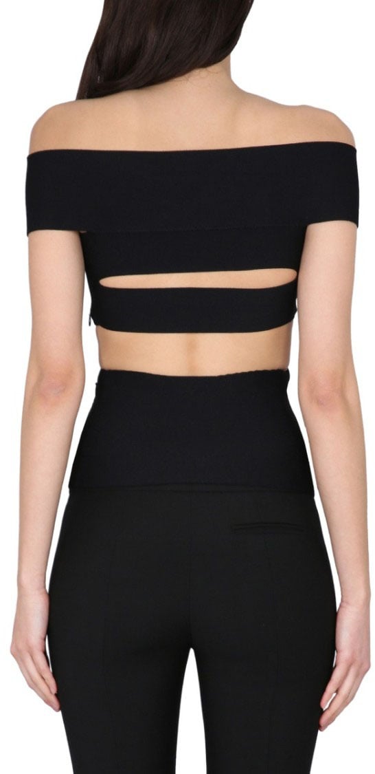 Alexander McQueen Top With Cut-Out Details Zwart