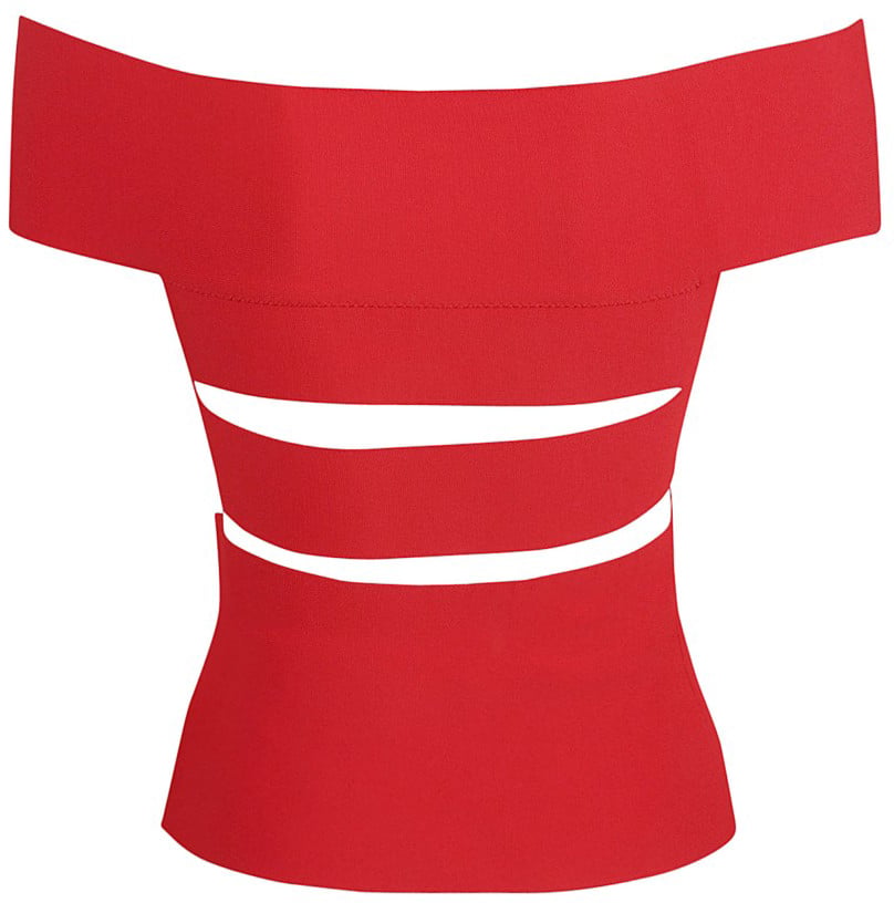 Alexander McQueen Off-The-Shoulder Structured Top With Metallic Accents Rood