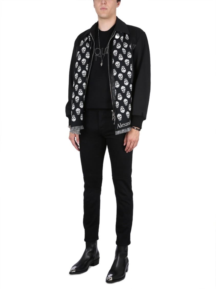 Alexander McQueen Leather Bomber Jacket Zwart