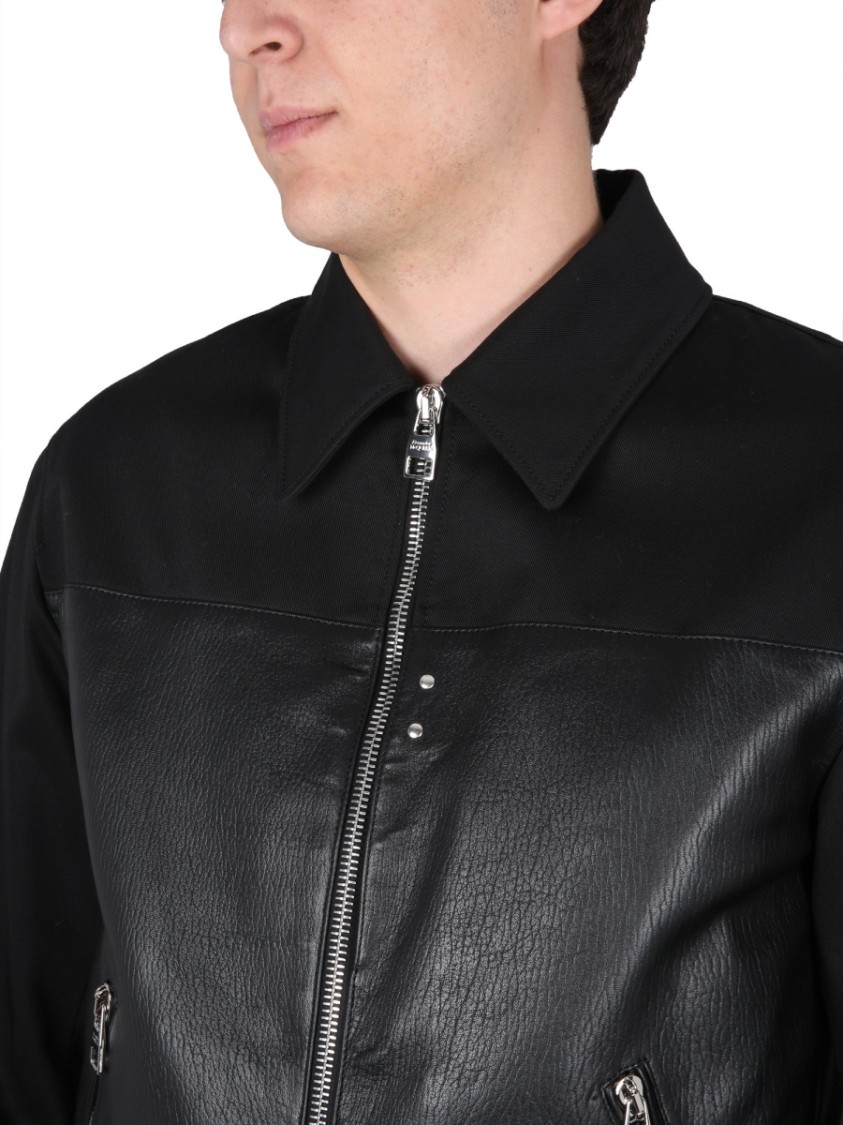 Alexander McQueen Leather Bomber Jacket Zwart