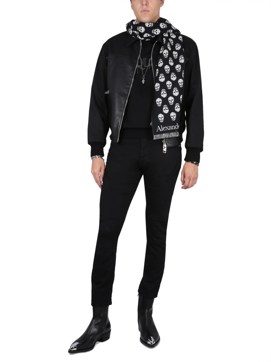 Alexander McQueen Logo Embroidered Wool Sweater Zwart