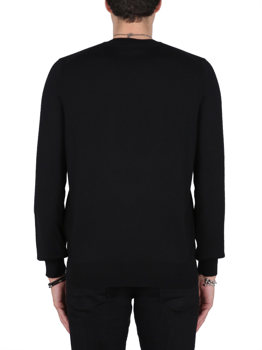 Alexander McQueen Logo Embroidered Wool Sweater Zwart