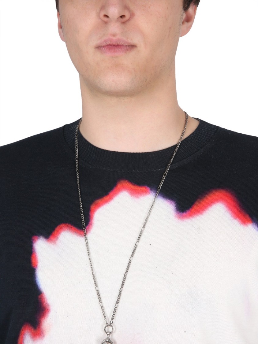 Alexander McQueen Jersey With Solarised Flower Print Zwart