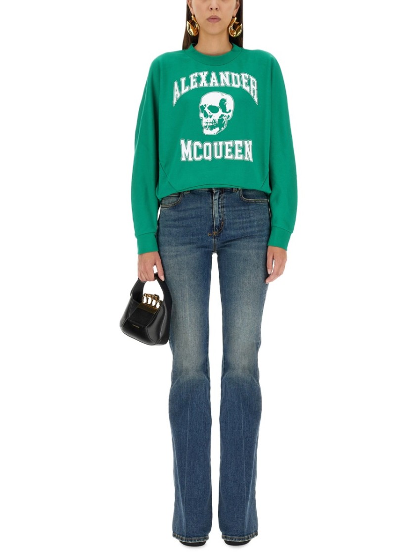 Alexander McQueen Varsiity Skull Sweatshirt Blauw