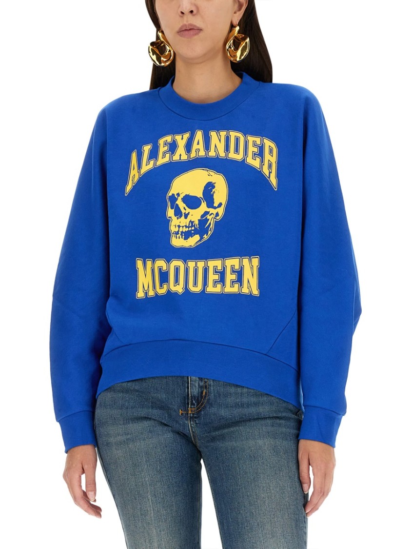 Alexander McQueen Varsiity Skull Sweatshirt Blauw
