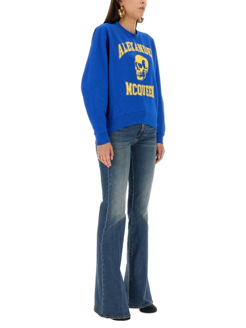 Alexander McQueen Varsiity Skull Sweatshirt Blauw