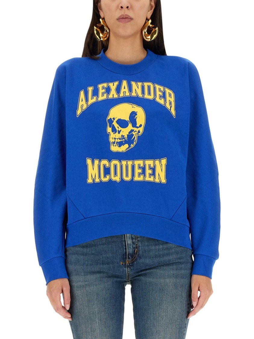 Alexander McQueen Varsiity Skull Sweatshirt Blauw